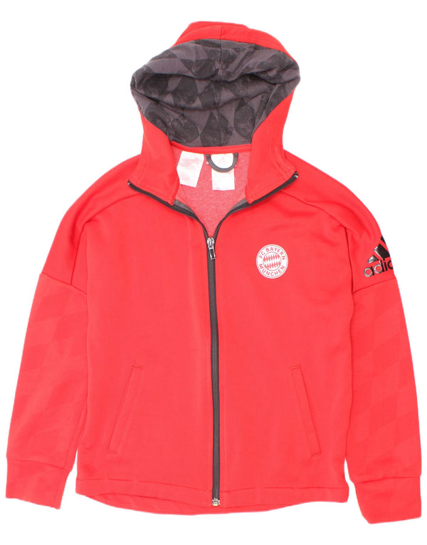 Adidas Boys FC Bayern Munchen Graphic Zip Hoodie Pulover 9-10 Ani Roșu