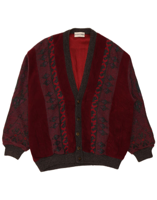 Pulover cardigan pentru bărbați Luciano Chiari XL Bordeaux Geometric Lână