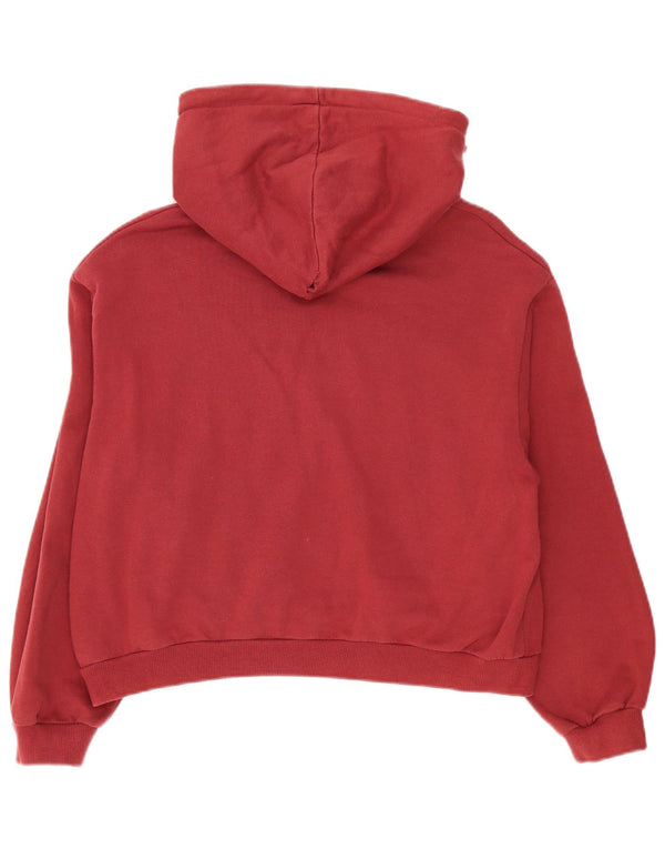 Pull & Bear Pull & Bear Pull & Bear Pull & Bear Pulover Oversized Crop Graphic Hoodie pentru femei UK 14 Medium Red