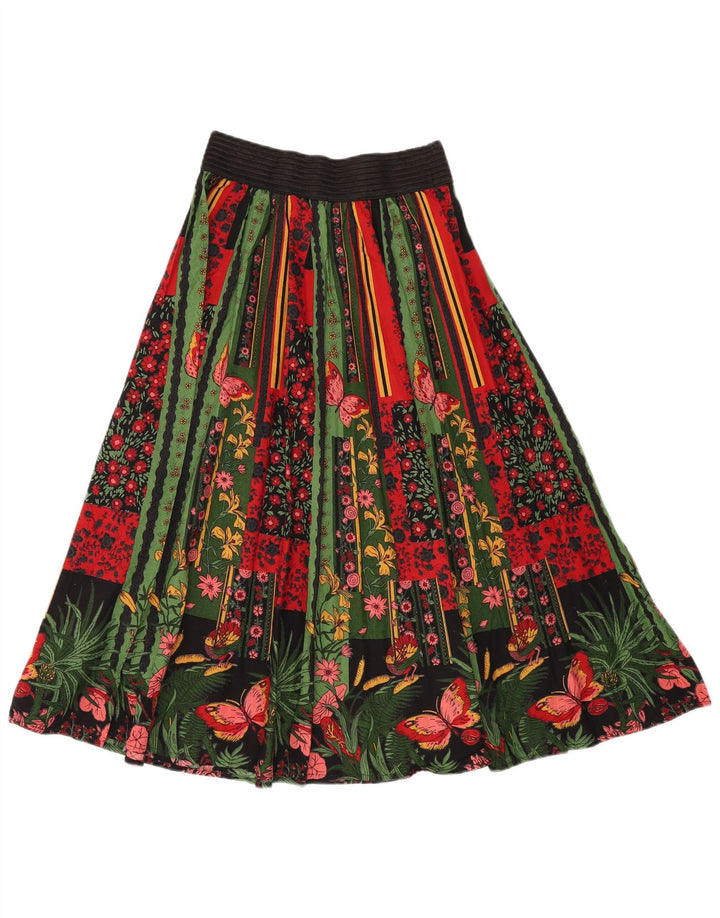 Fustă A-Line pentru femei VINTAGE cu talie înaltă W24 XS bumbac floral multicolor