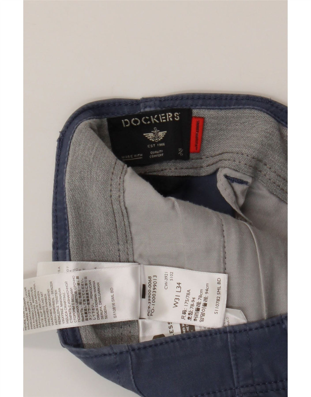 Pantaloni chino drepți pentru bărbați DOCKERS L31 L28 Bumbac albastru