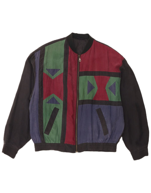 Jachetă Bomber Vintage pentru bărbați IT 48/50 Medium Multicolor Geometric Matase
