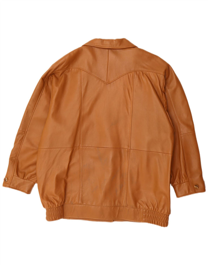 Jachetă de piele vintage pentru femei supradimensionată EU 44 XL din piele maro