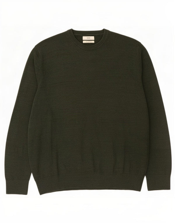 Pulover pentru bărbați Marks & Spencer, cu gât crew, bumbac kaki 2XL