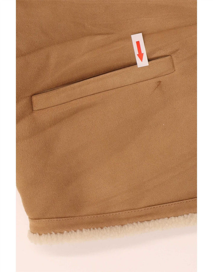 Jachetă Sherpa supradimensionată pentru femei Zara UK 6 XS Maro Poliester