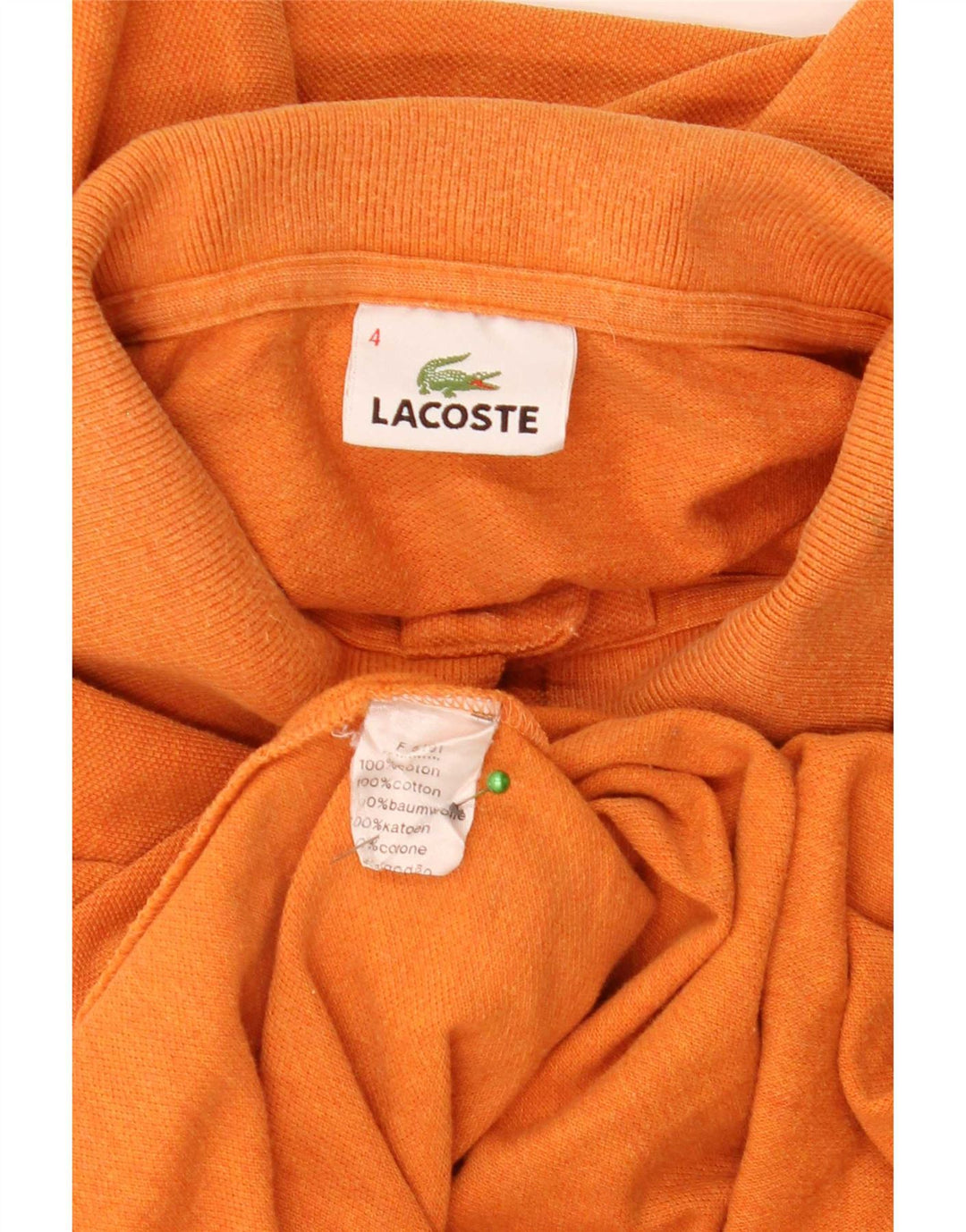 Tricou polo pentru bărbați Lacoste cu mânecă lungă, mărimea 4, bumbac portocaliu mediu