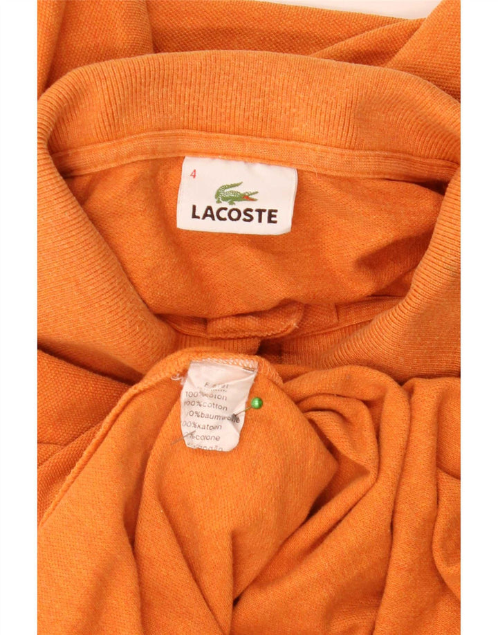 Tricou polo pentru bărbați Lacoste cu mânecă lungă, mărimea 4, bumbac portocaliu mediu