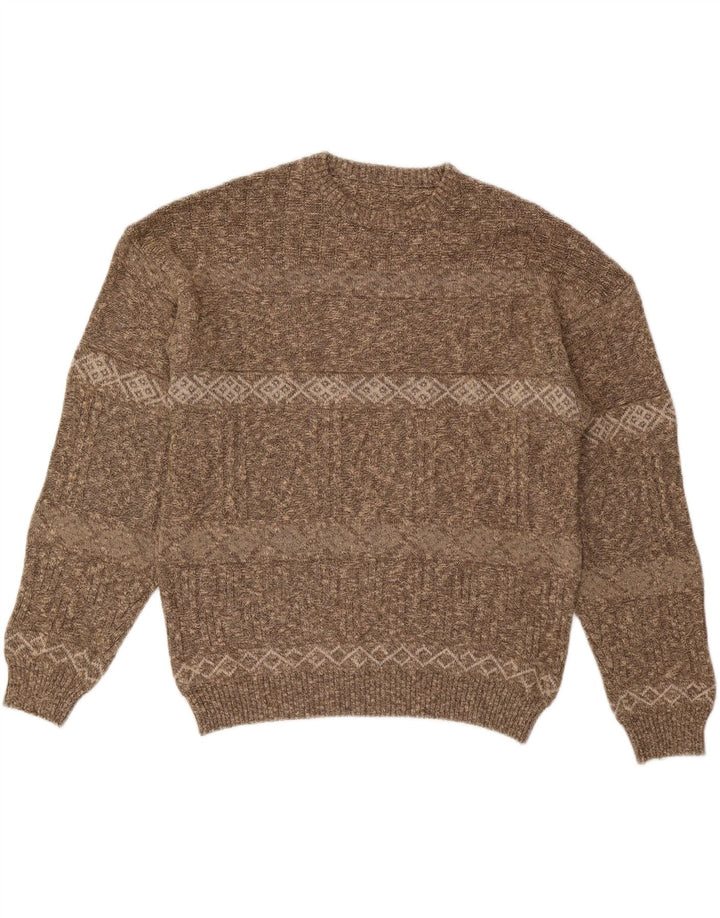 Pulover VINTAGE pentru bărbați cu gât roșu IT 56 2XL maro cu dungi