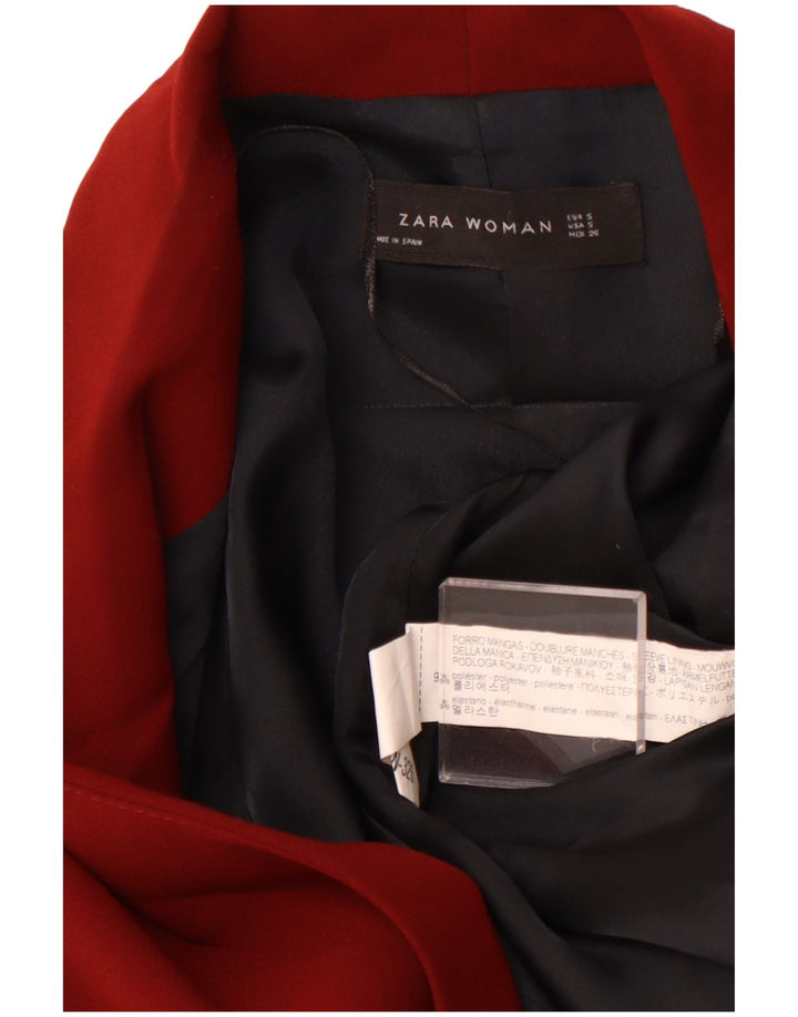 Jachetă ZARA pentru femei cu mâneci 3/4, UK 10, poliester roșu mic