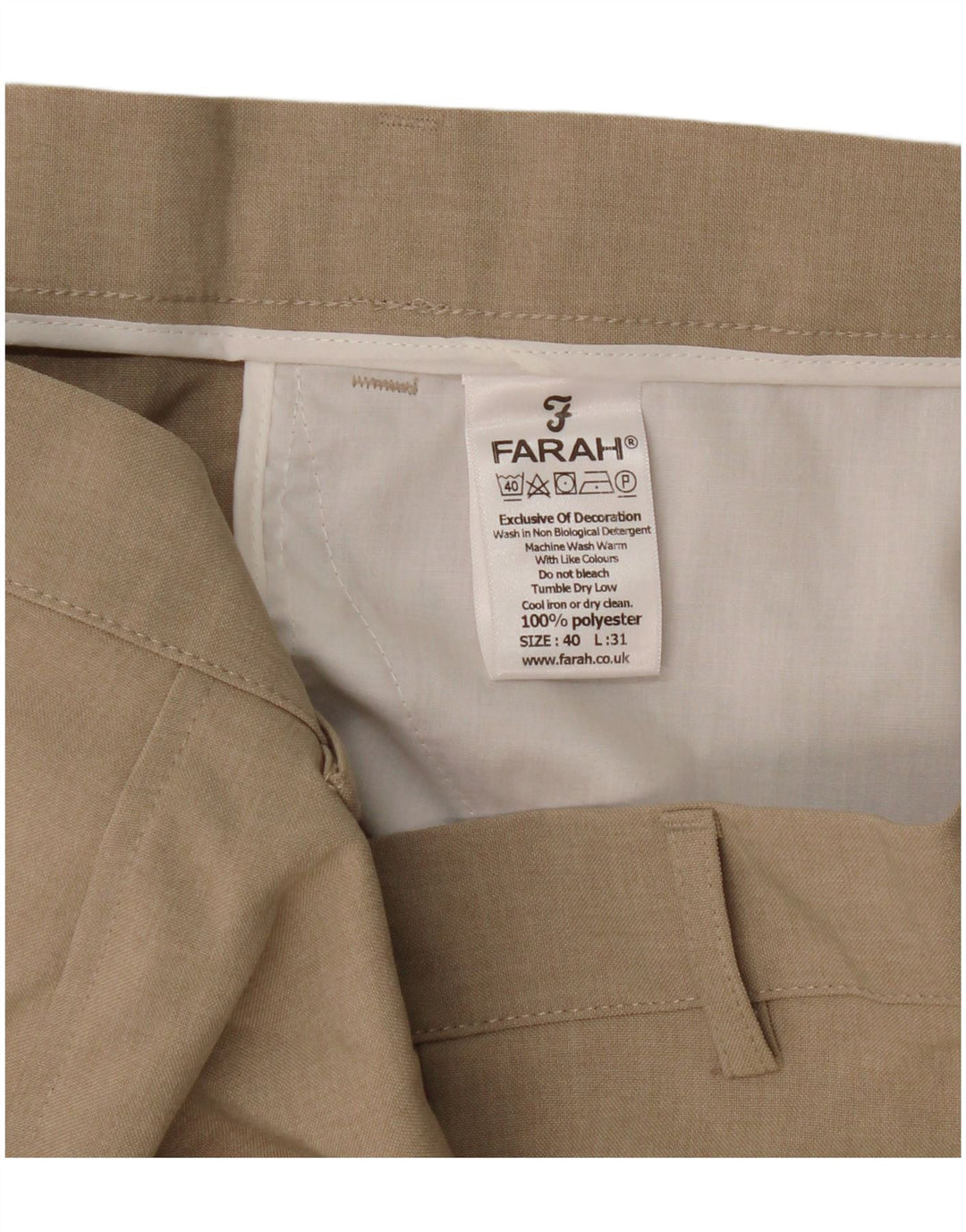 Farah Pantaloni Drepți Casual Bărbați L40 L31 Bej Poliester