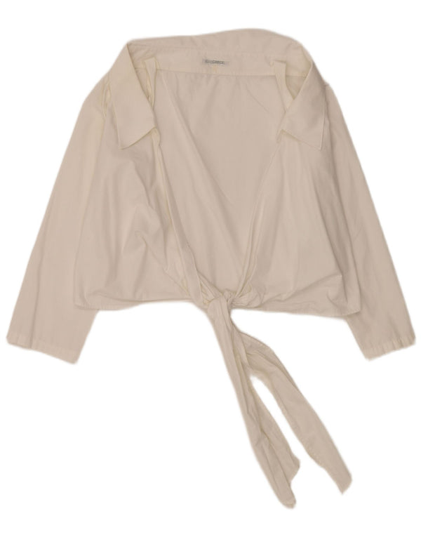 Bluză pentru femei Naracamicie Crop Wrap Shirt UK 14 Medium White Bumbac