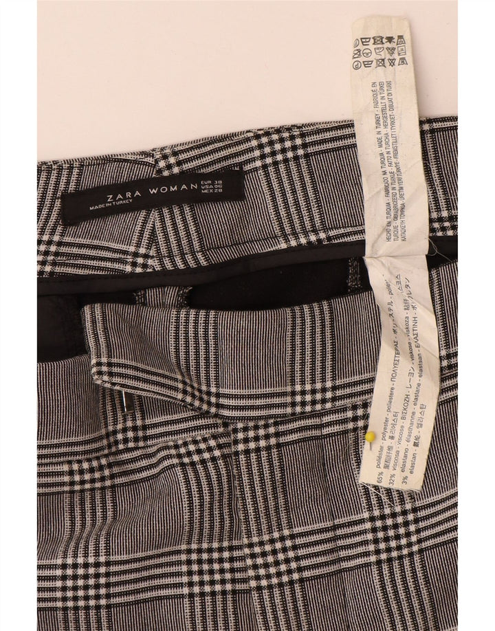 Pantaloni de costum drepți pentru femei Zara EU 38 Mici L32 L26 Poliester cu carouri gri