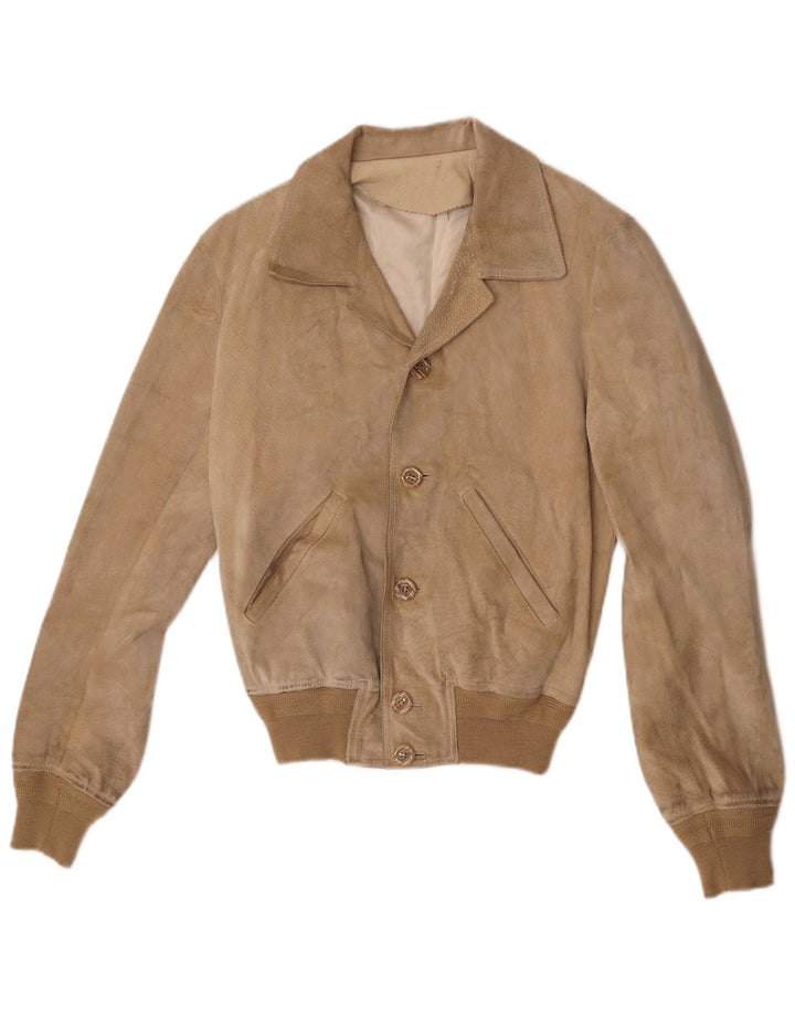 Bomber Vintage pentru femei de piele intoarsa IT 48 XL Bej