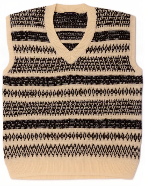Marks & Spencer Mens Vest Tank Top XL White Geometric Acrilic