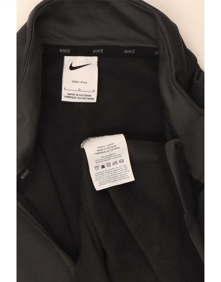 Top de trening pentru bărbați Dri Fit, cu fermoar și gât, din poliester mare, gri