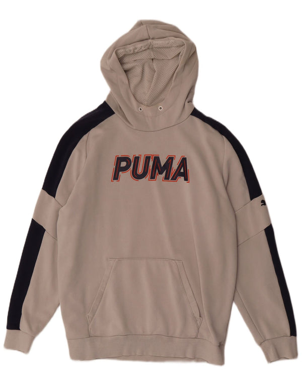 Pulover Puma pentru bărbați, cu capota, mare, gri, color bloc, bumbac