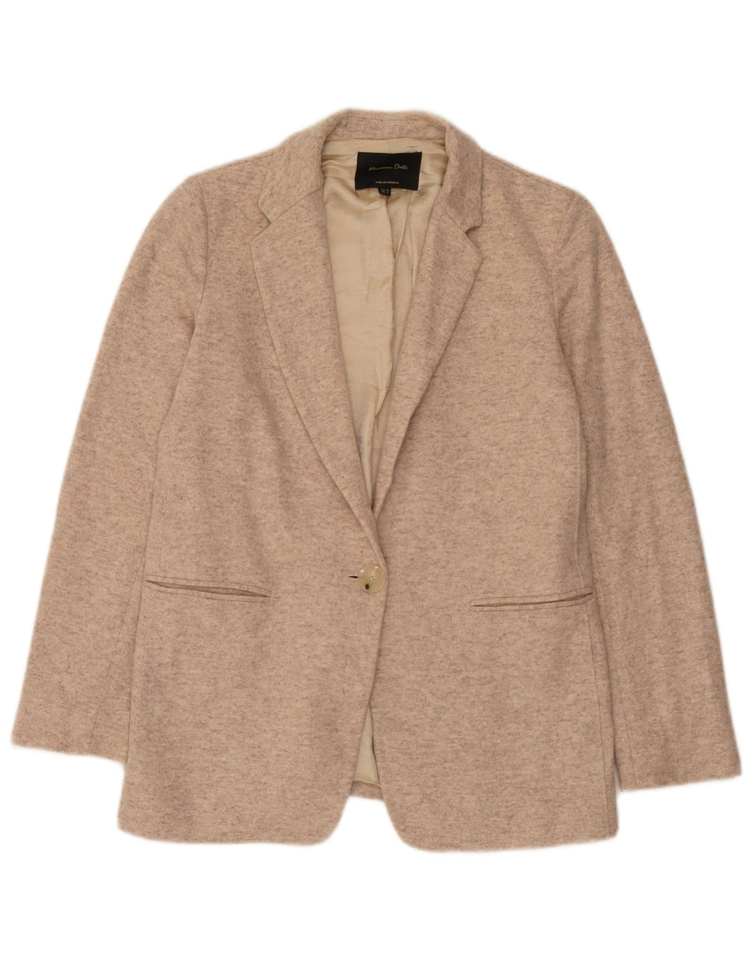 Jachetă pentru femei Massimo Dutti tricot cu 1 nasture EU 38 Mic Bej cu pete