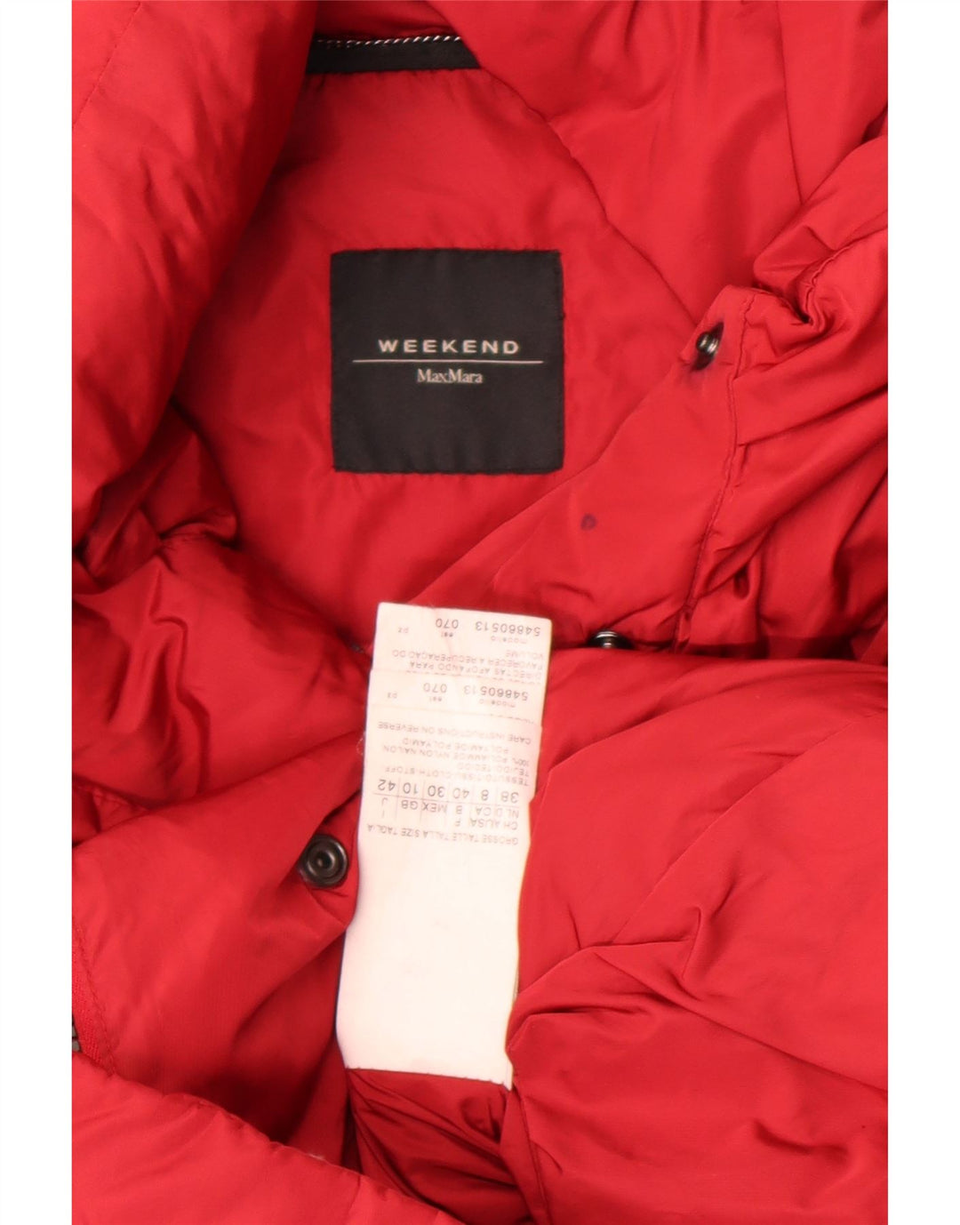 Jachetă căptușită supradimensionată pentru femei de weekend Max Mara UK 10 Nylon roșu mic