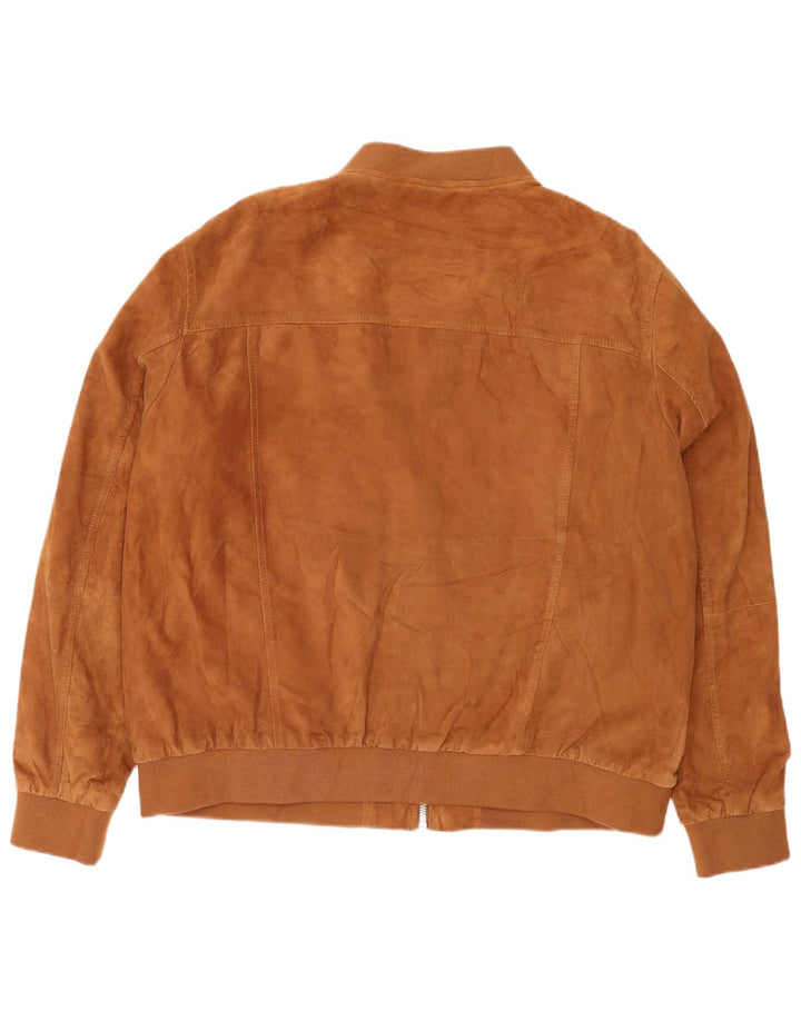 Geacă bomber din piele intoarsa pentru barbati Marks & Spencer UK 46 3XL piele maro