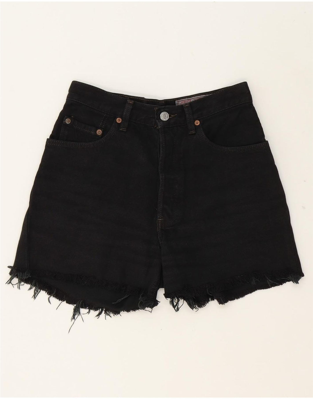 LEVI'S Womens Denim Shorts W26 Small Black Vintage Levi's and Second-Hand Levi's from Messina Hembry 