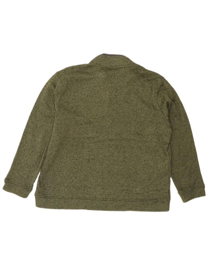 Pulover pentru bărbați Eddie Bauer, cu gât cu nasturi, 2XL, poliester pătat verde