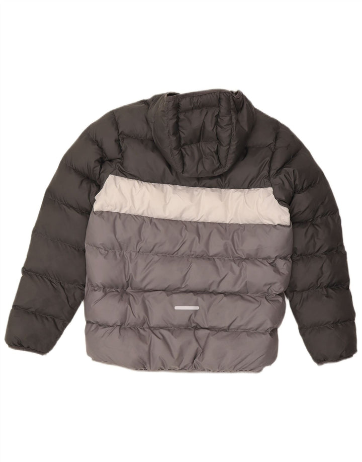 Jachetă căptușită cu glugă Adidas pentru băieți 13-14 ani, gri, poliester color bloc