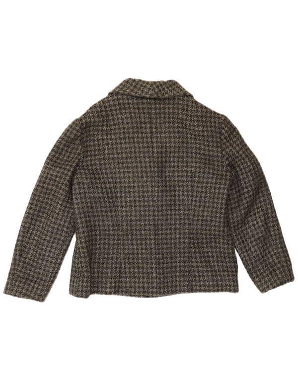 Jachetă Blazer Vintage pentru femei cu 3 nasturi UK 14 Medium Gri Houndstooth