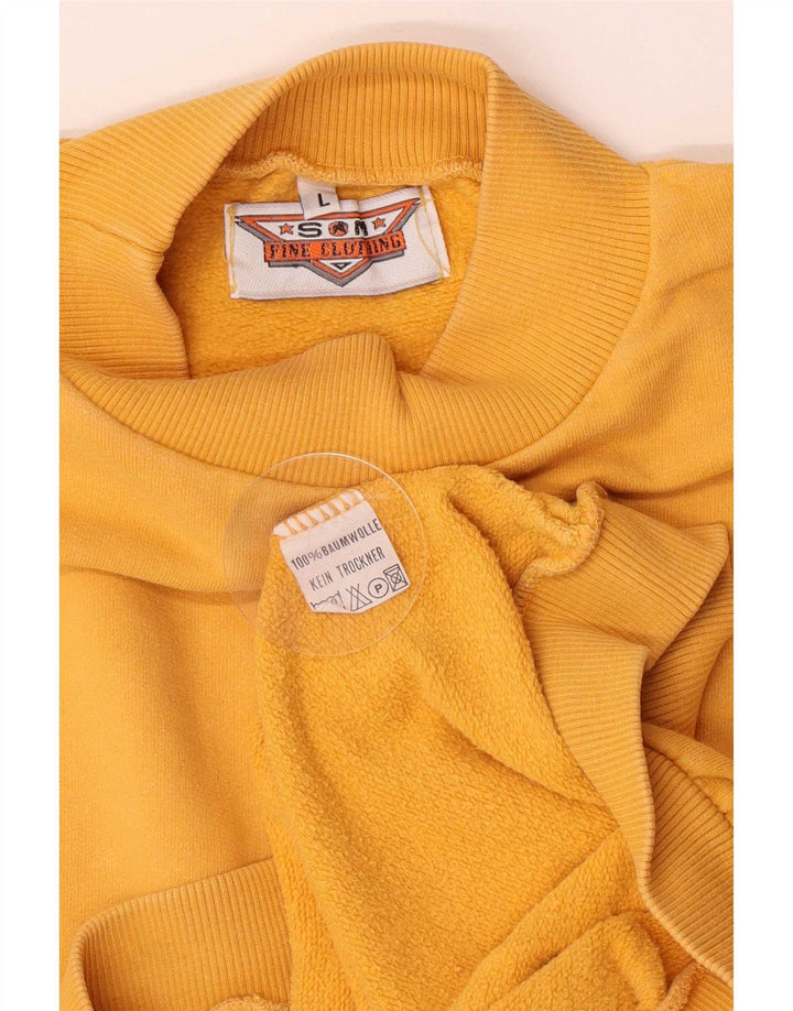 Pulover pentru bărbați vintage din bumbac galben mare
