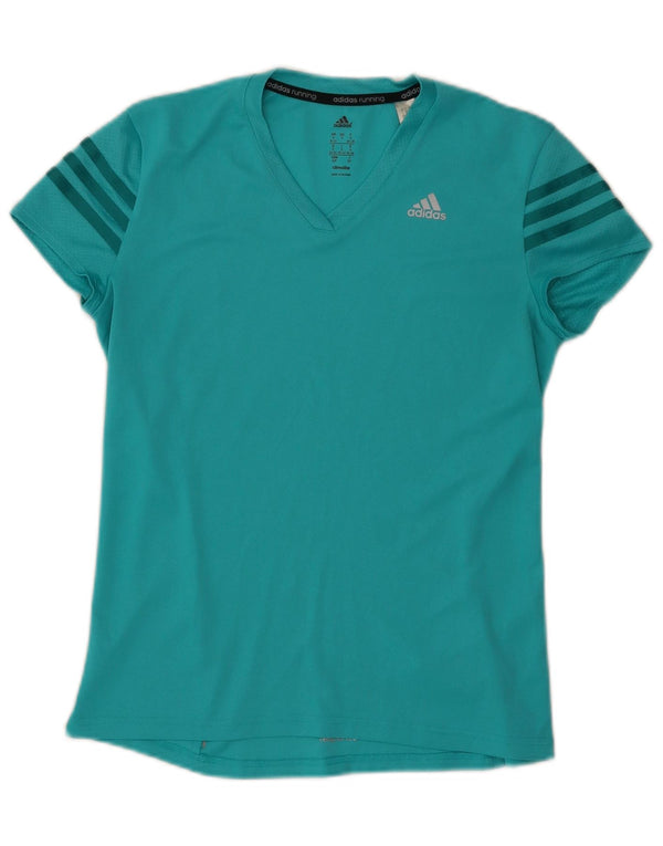 Tricou Adidas Climalite pentru femei Top UK 8/10 Poliester turcoaz mic