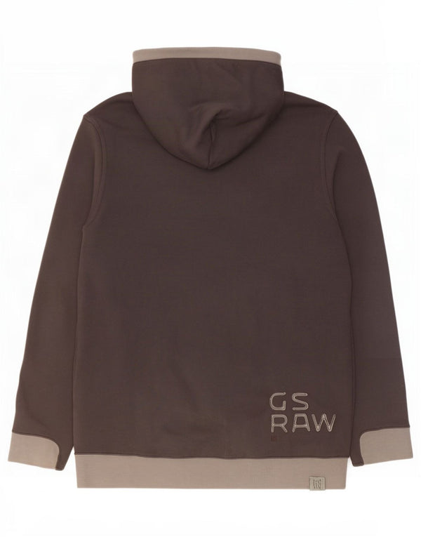 G-Star Pulover cu glugă cu fermoar grafic pentru bărbați XL, bumbac color-bloc negru