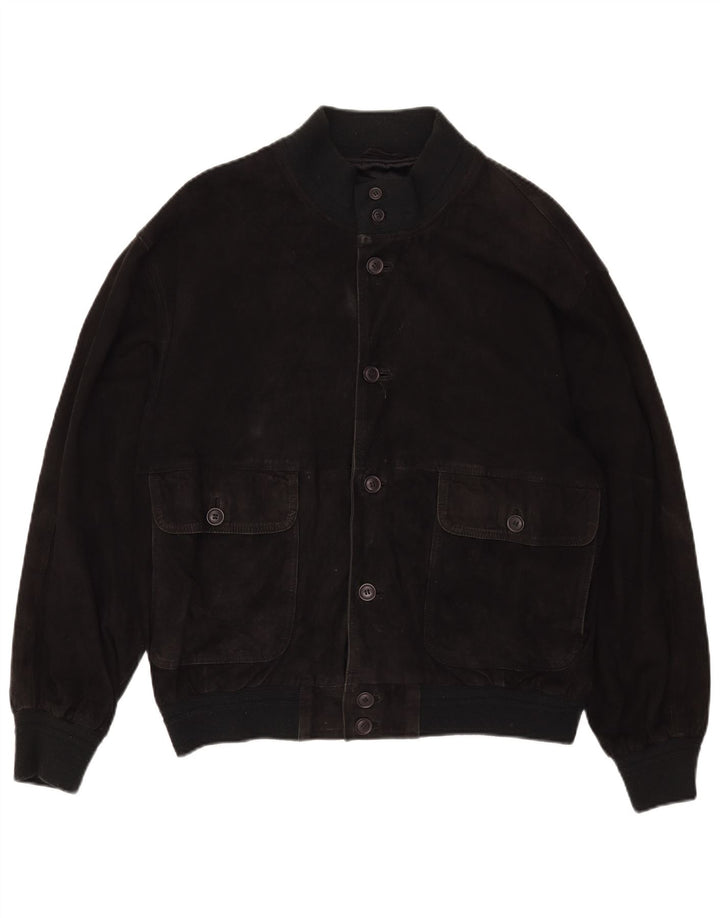 Bomber vintage pentru bărbați din piele intoarsa UK 40, mare, neagra