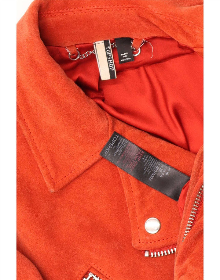 Jachetă de motociclist de piele intoarsă pentru femei Topshop UK 16, mare, roz, din piele