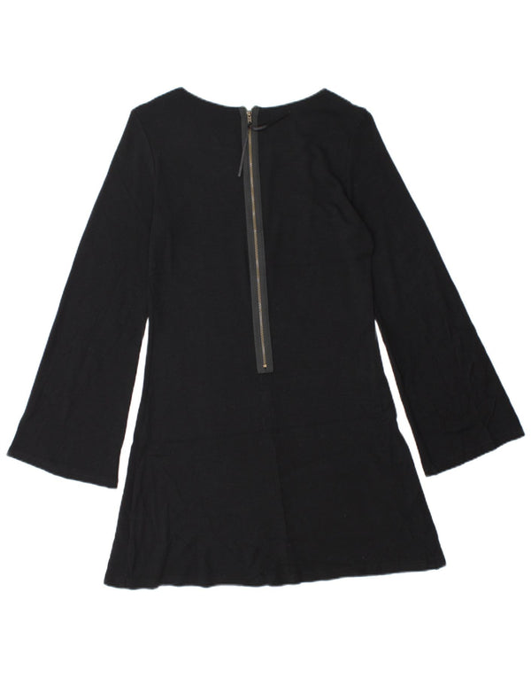 Topshop Rochie A-Line cu mânecă lungă pentru femei UK 12 Medium Black Viscose