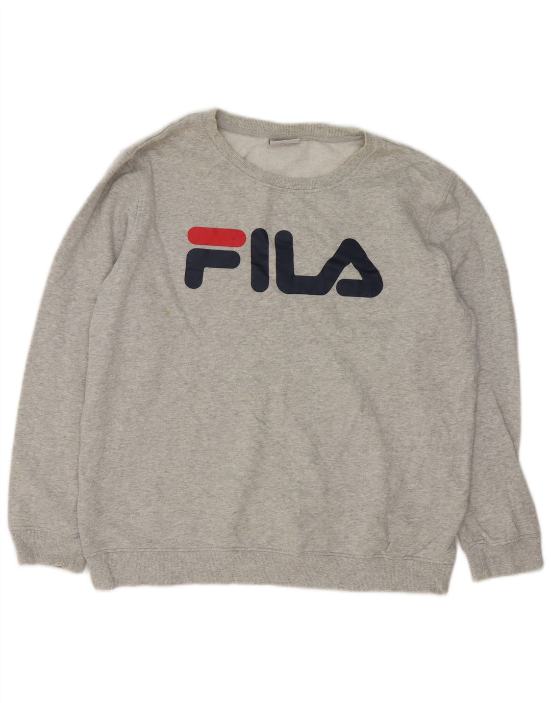 Pulover Fila pentru bărbați cu grafică, bumbac cu pete, gri mediu