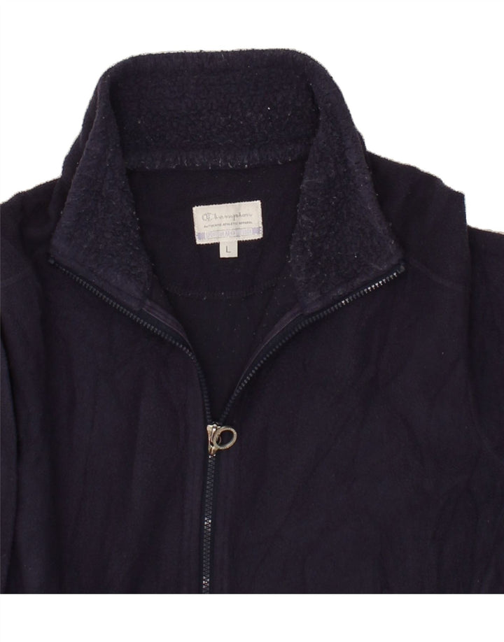 CHAMPION Womens Fleece Jacket UK 14 Large Navy Blue Polyester Vintage Champion and Second-Hand Champion from Messina Hembry 