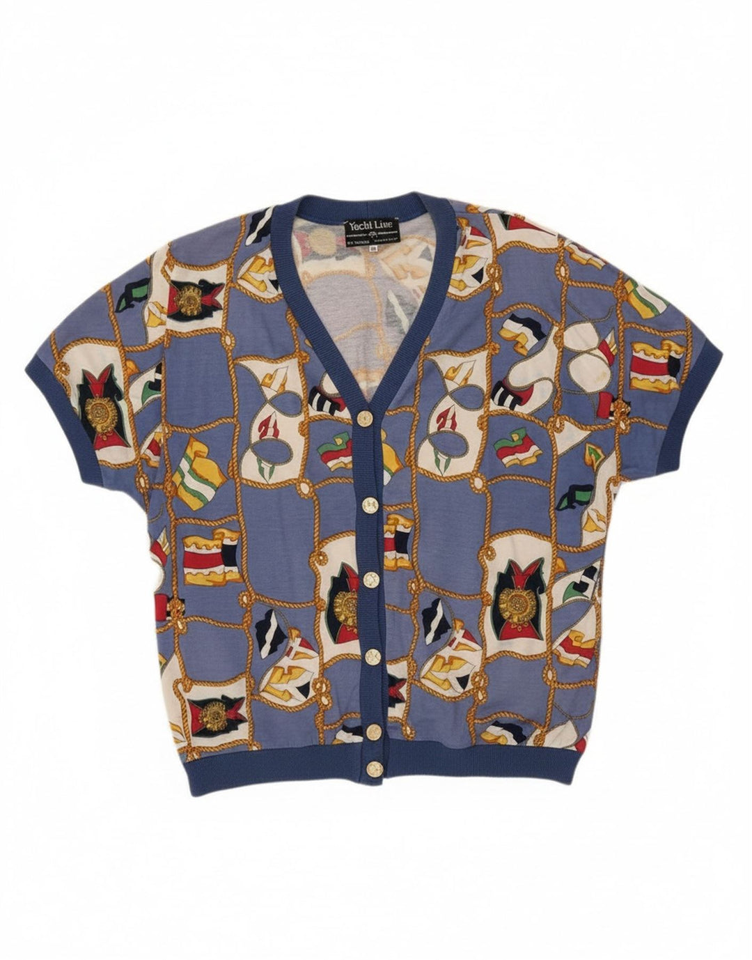 Cardigan cu mânecă scurtă cu model abstract pentru femei Ennedi IT 46 Large Blue