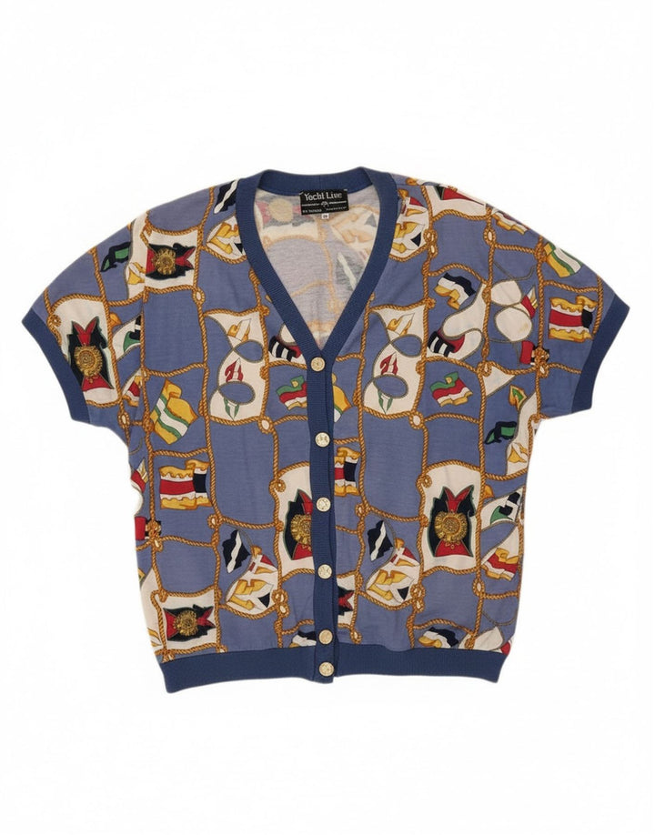 Cardigan cu mânecă scurtă cu model abstract pentru femei Ennedi IT 46 Large Blue