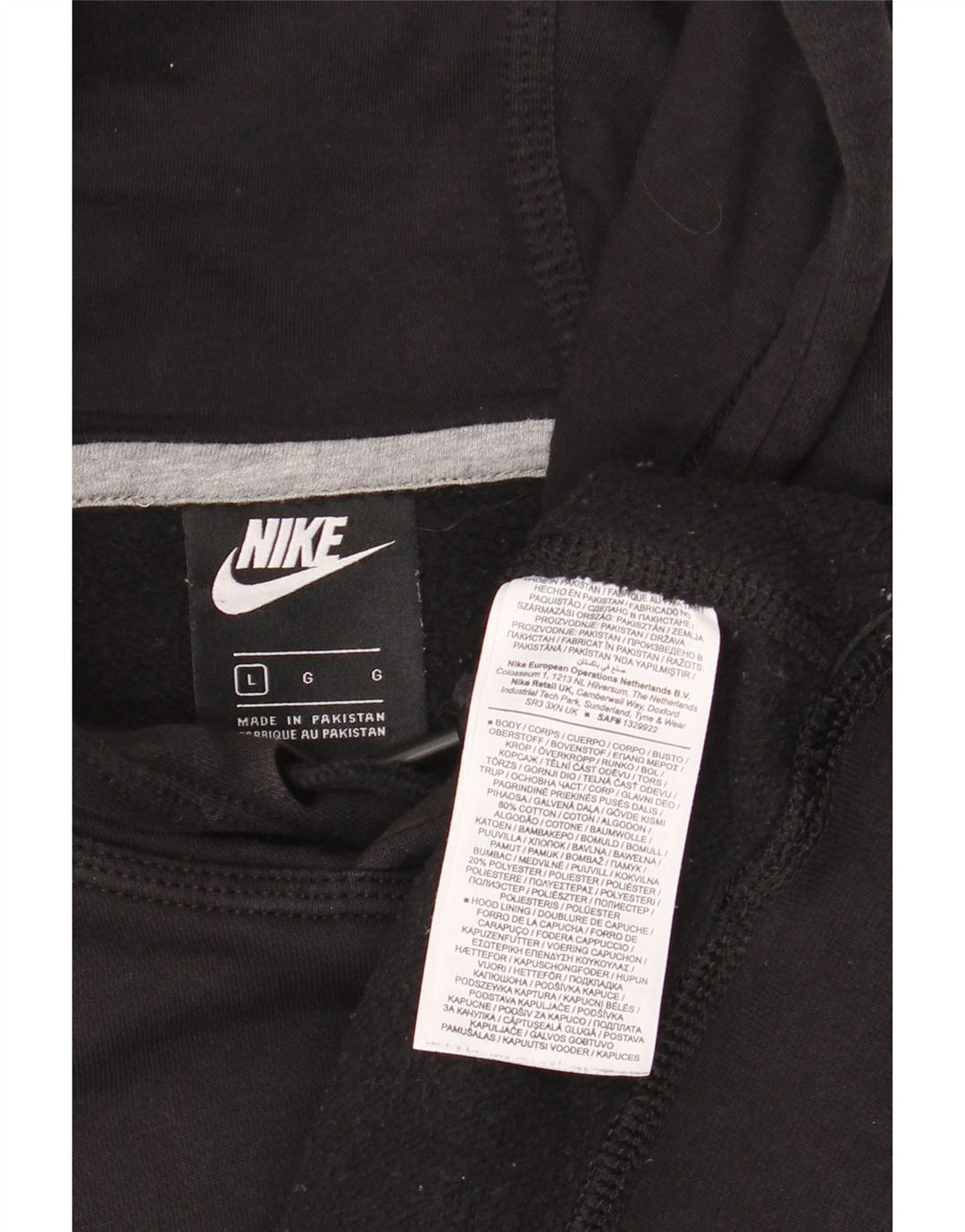 Pulover Nike pentru bărbați, bumbac mare, negru