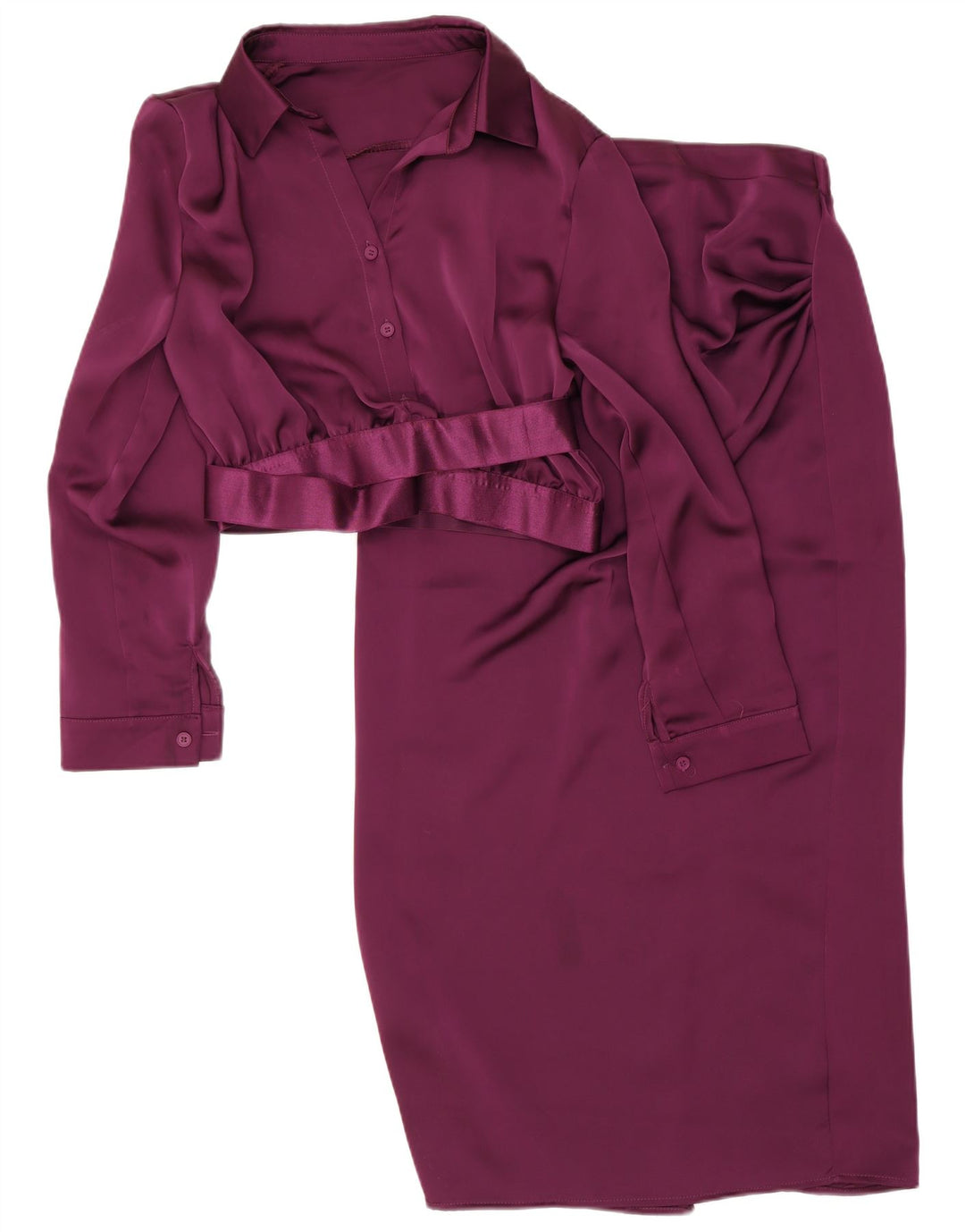 Set fuste vintage pentru femei 2 nasturi XL W28 poliester violet