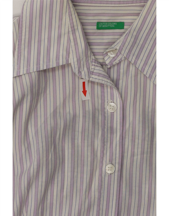 Cămașă Benetton pentru femei UK 14, bumbac cu dungi violet mediu