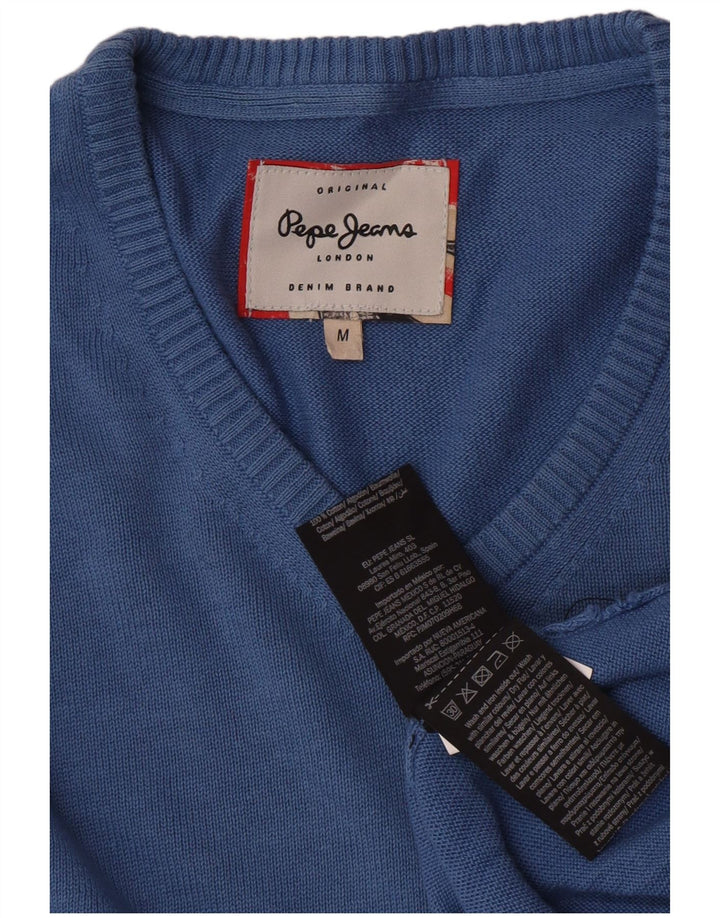 PEPE Jeans Pulover cu decolteu în V pentru bărbați, bumbac albastru mediu