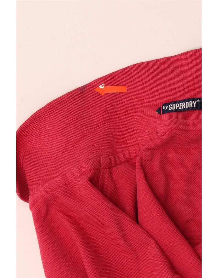 Tricou polo cu mânecă scurtă pentru bărbați Superdry, bumbac roz mediu