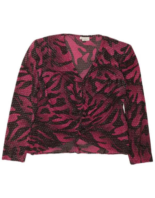 Bluză vintage cu mâneci lungi pentru femei Top IT 46 mare violet cu imprimeu animal