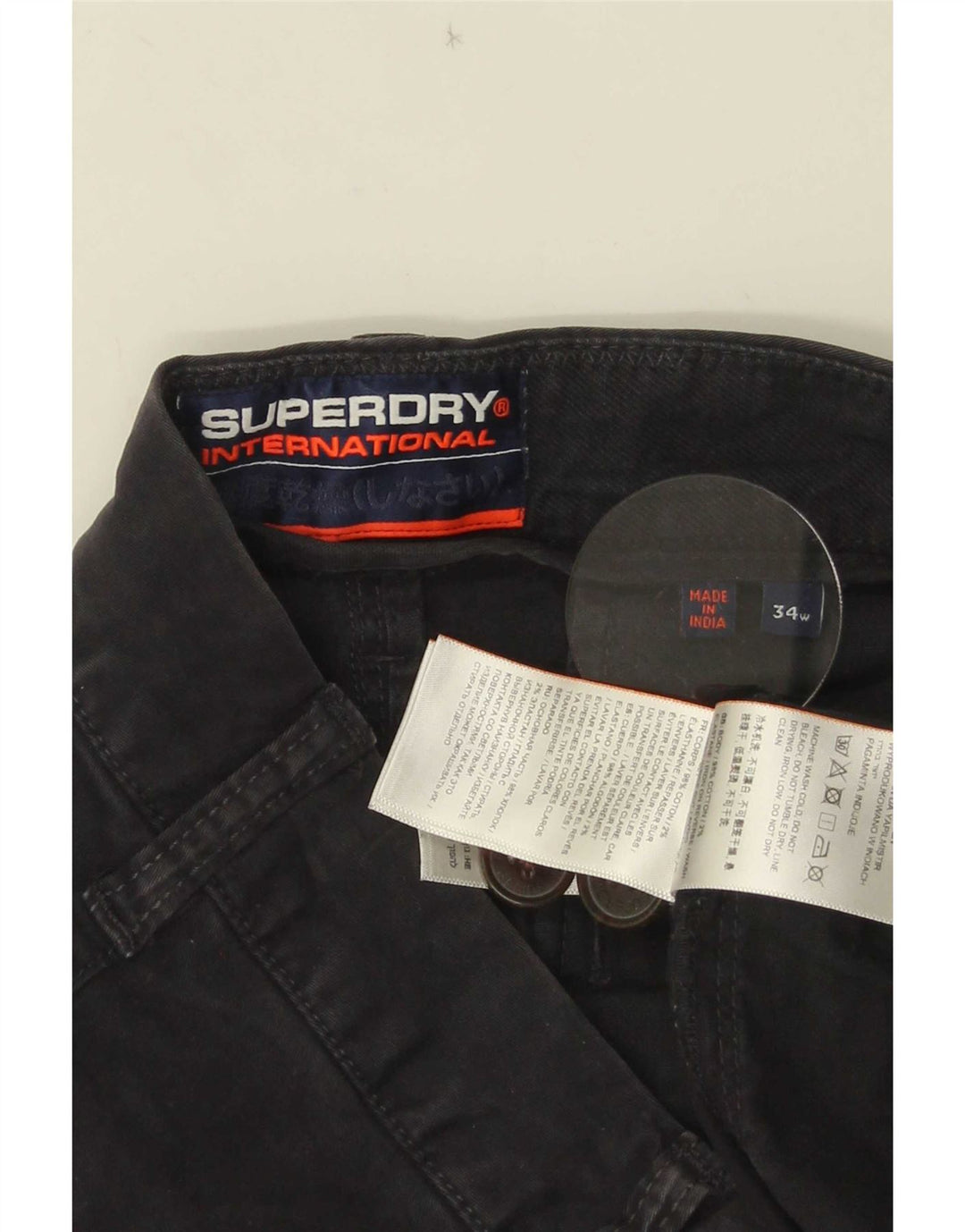 Pantaloni scurți chino pentru bărbați Superdry W34, bumbac negru mare