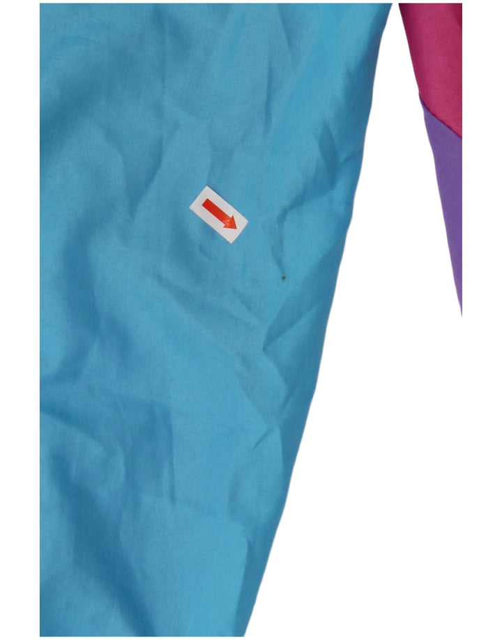 VINTAGE Pantaloni de trening pentru femei Joggeri UK 10 Small Blue Colorblock