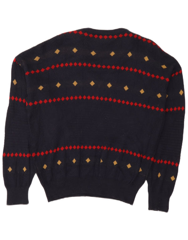 Pulover Vintage pentru bărbați cu decolteu în V EU 38 Mic Bleumarin Geometric