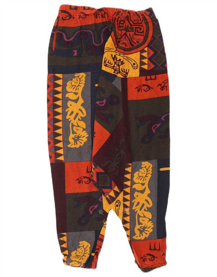 Pantaloni harem de damă vintage mari W32 L19 multicolori patchwork