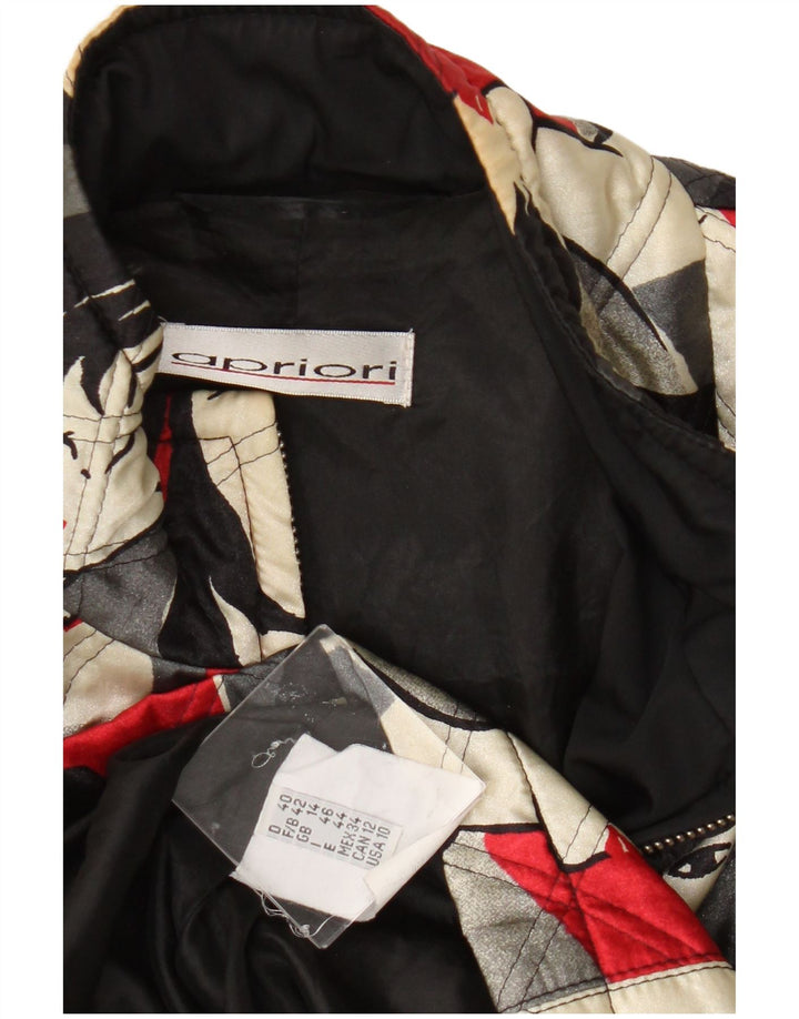 Jachetă bomber cu grafică pentru femei Apriori UK 14, mare, multicolor, acetat
