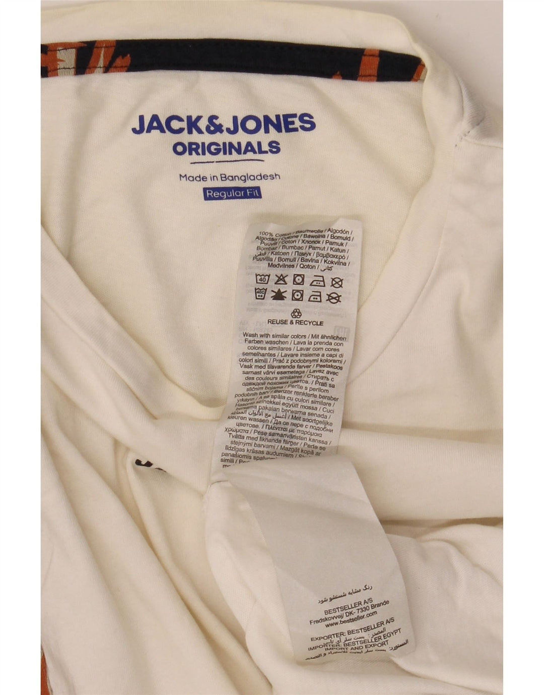 Tricou cu grafic Jack & Jones pentru bărbați, cu croiala obișnuită, Top Mediu, Alb, Floral