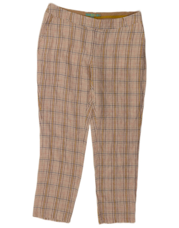 Pantaloni chino drepti pentru femei Boden UK 14 Large W34 L28 Beige Check Line